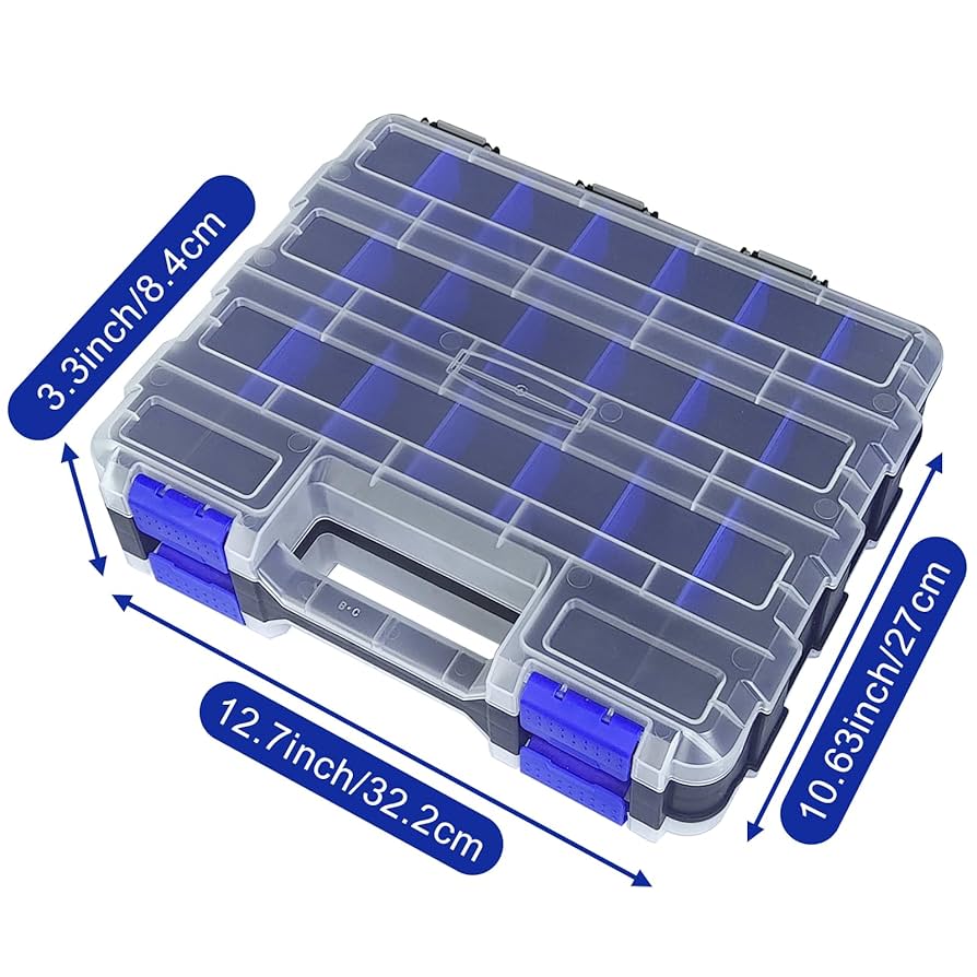 ブラック ストレージボックス 2コンパートメント Tools Organizer Box Small Parts Storage Box 50-Compartment